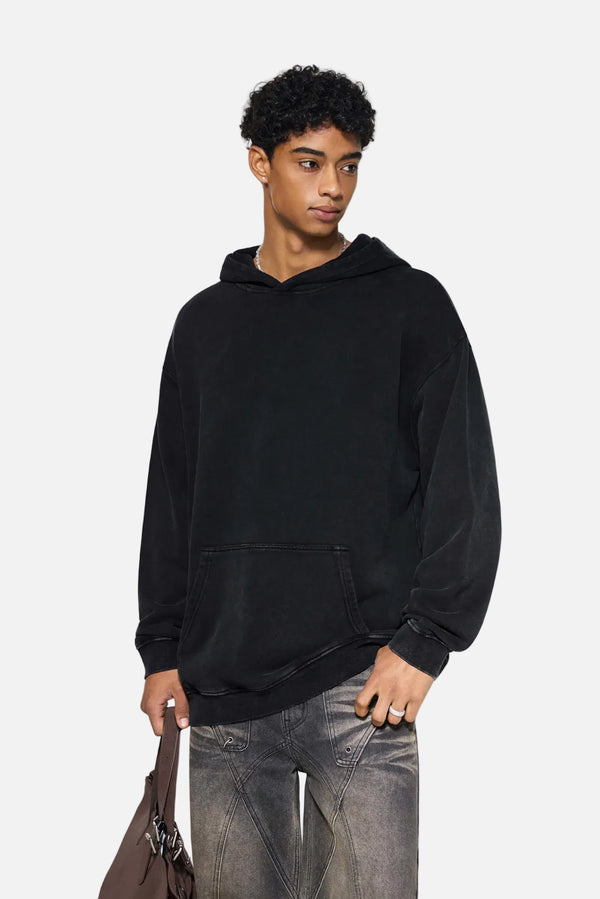 Mens #Black Heavyweight Wax Dyed Vintage Hoodie