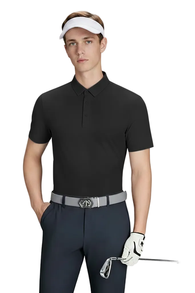 Men's Black Quick-drying Golf Polo