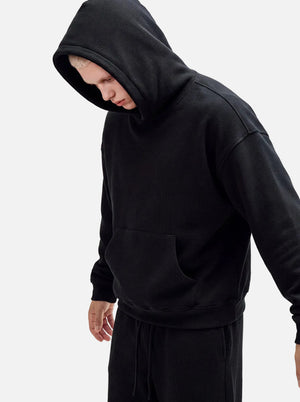 Mens #Black Waffle Knit Cropped Hoodie