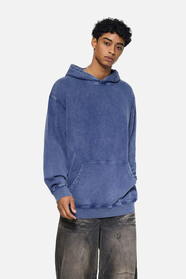 Mens #Blue Heavyweight Wax Dyed Vintage Hoodie
