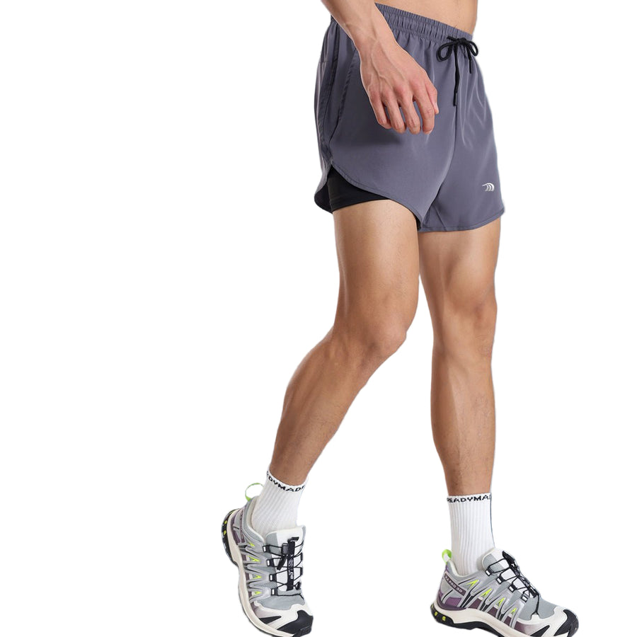 Men's Faux  gray Two Piece Athletic Shorts 