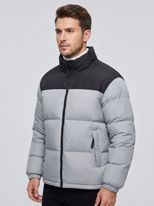 Mens #Grey Color Block Heated Quilted Jacket