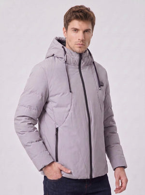 mens #Grey Heated Hooded Padded Jacket