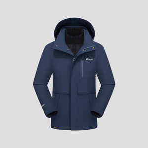 Men's Navy 3 in 1 Goose Down Hooded Jacket by Anniou