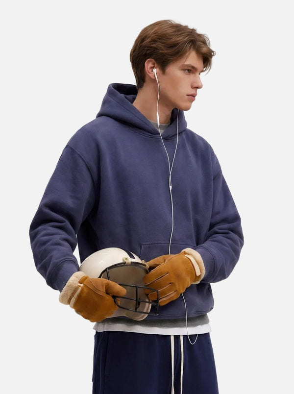 Mens #NavyBlue Heavyweight Fleece Lined Pullover Hoodie