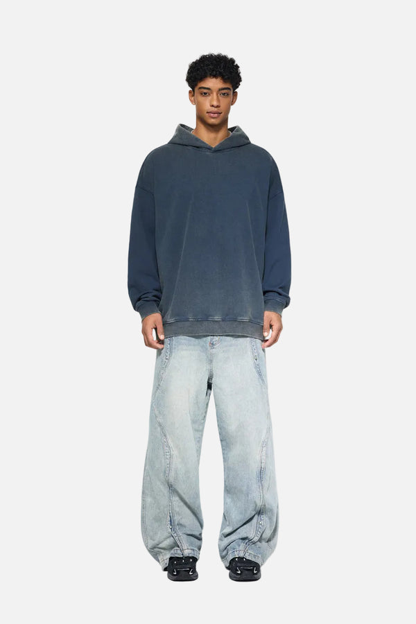Mens #NavyBlue Vintage Washed Gradient Hoodie
