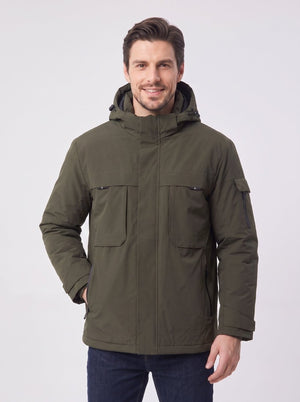 Mens #NavyGreen 9 Area Heated Softshell Jacket