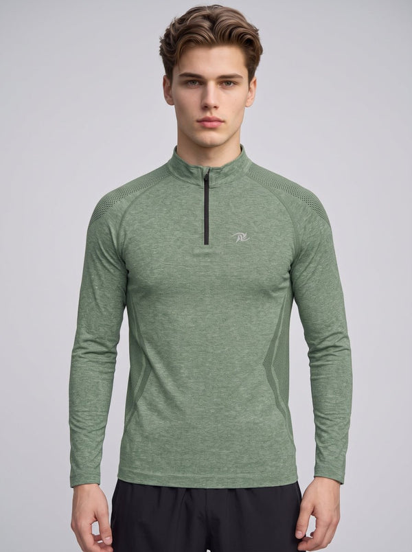 Men's Quick-drying Quarter Zip Sweatshirt in #green