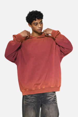 Mens #Red Vintage Washed Gradient Hoodie