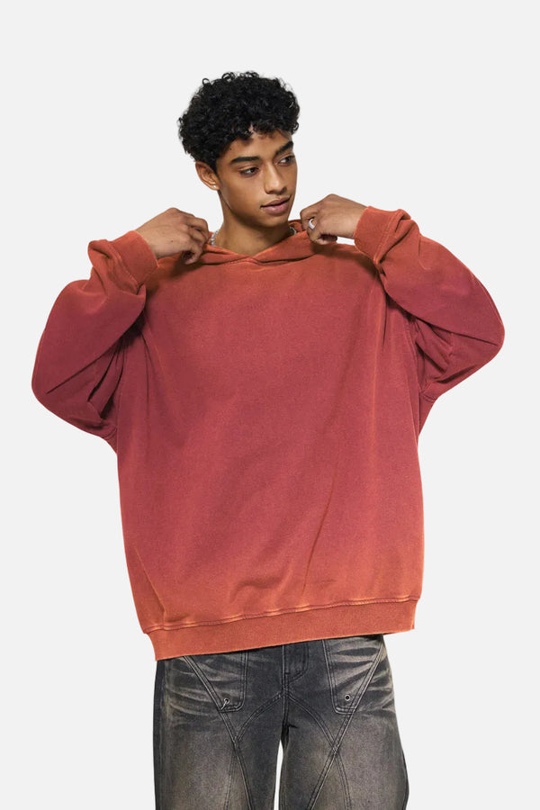 Mens #Red Vintage Washed Gradient Hoodie