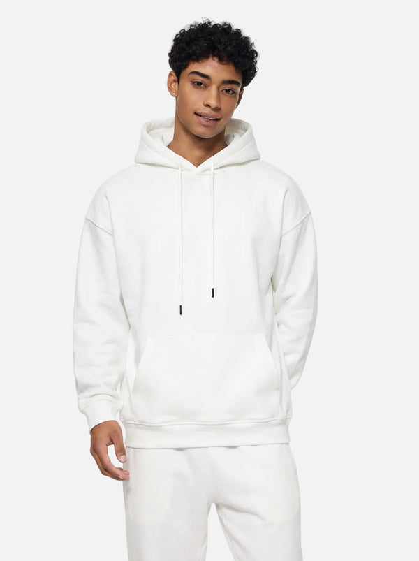 Mens #White Fleece Lined Hoodie