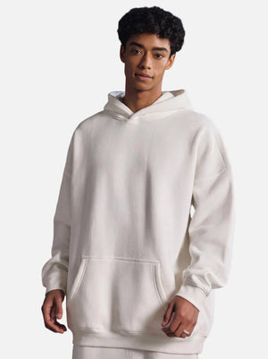 Mens #White Heavyweight Fleece Lined Pullover Hoodie