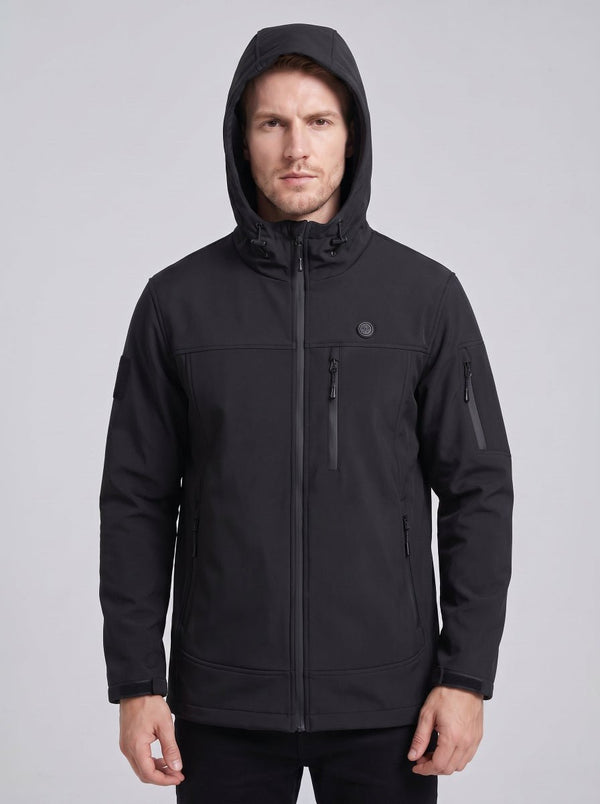 Men’s Windpfoof Hooeded Heated Softshell Jacket in #black