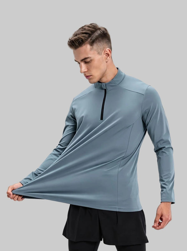 Men's #greyblue Long Sleeve Quarter Zip  Sweatshirt