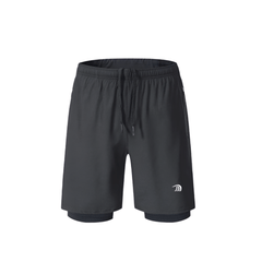 Mens Black Double Layer Sports Shorts by Anniou