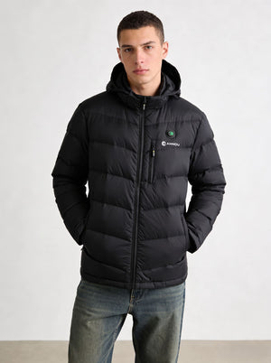 Mens Black duck down Heated Jacket by Anniou