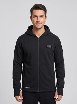 Mens Full-Zip Heated Hoodie in Black