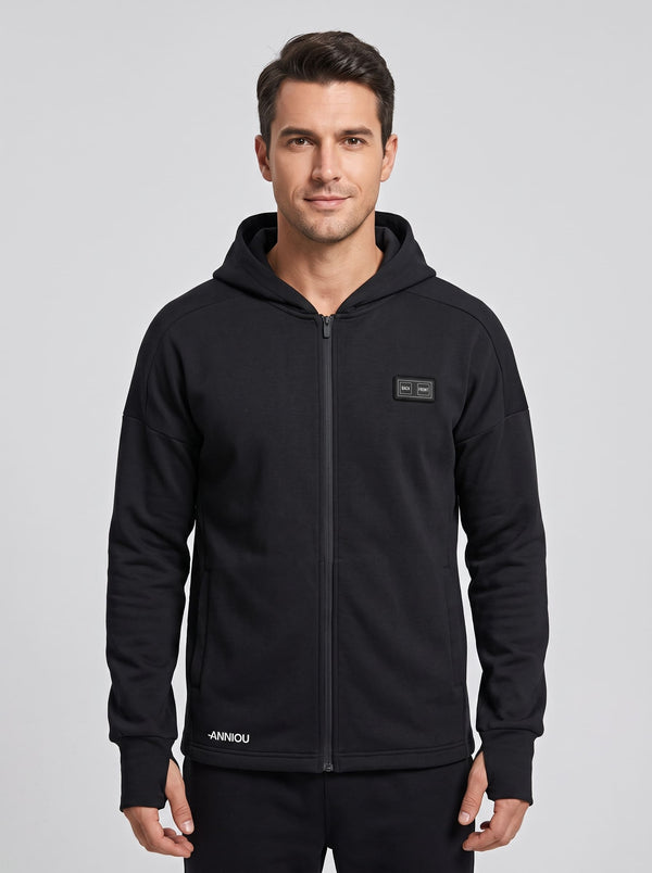Mens Full-Zip Heated Hoodie in Black