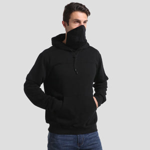 Mens black pullover Masked Hoodie