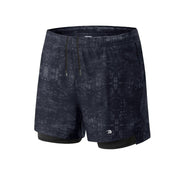 Men's gray Double Layer Printed Sports Shorts