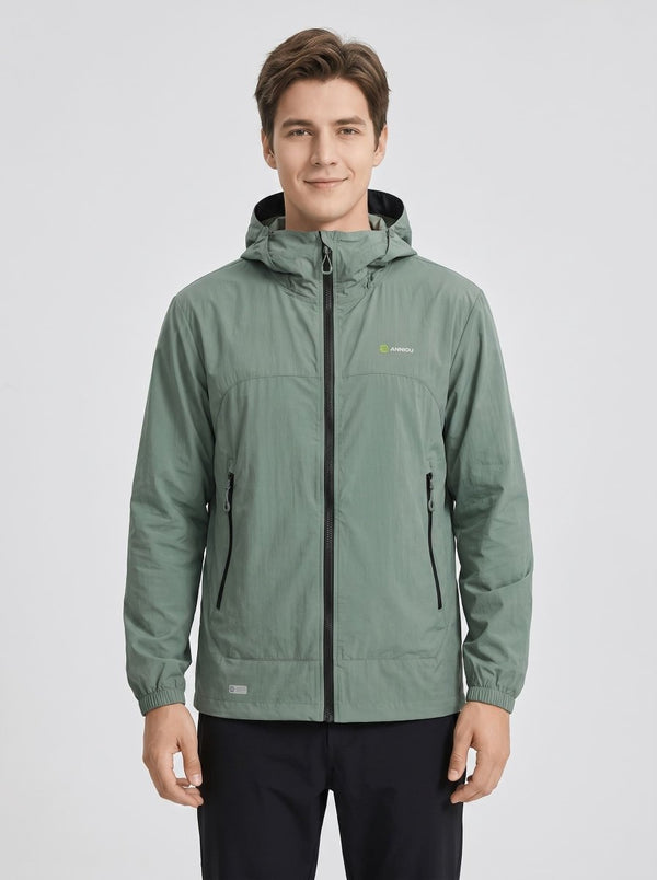 Mens green UPF 50+ Hooded Jacket