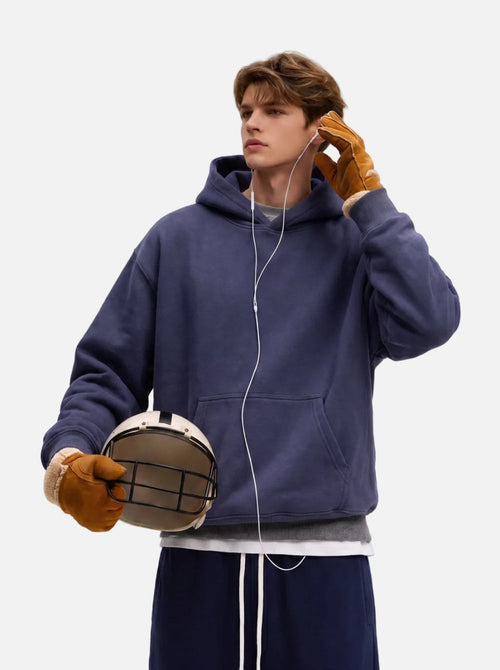 #NavyBlue Heavyweight Fleece Lined Pullover Hoodie