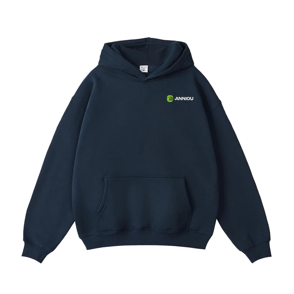 Navy Blue Oversized Pullover Urban Sports Hoodie by Anniou