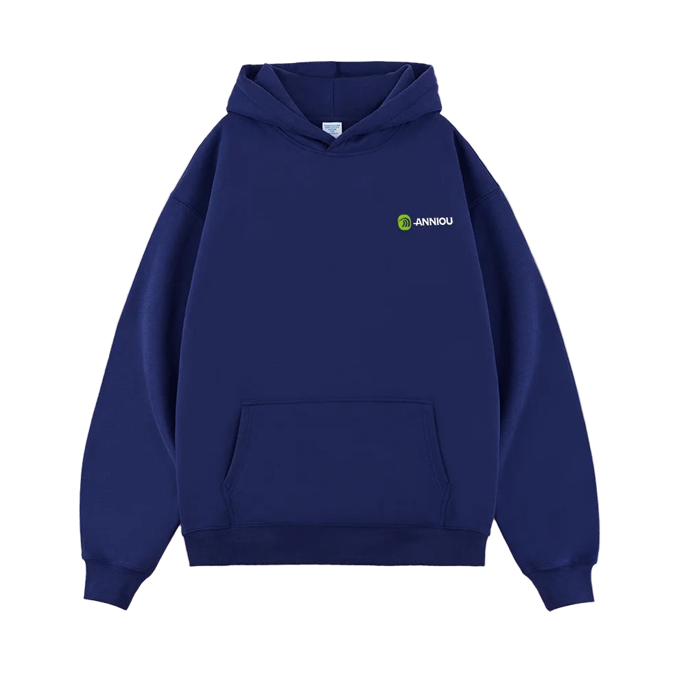Navy Blue Thick French Terry Hoodie by Anniou