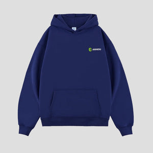 Navy Blue Thick French Terry Hoodie by Anniou