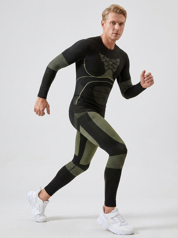 #Navygreen Men Compression Ski Base Layer Set