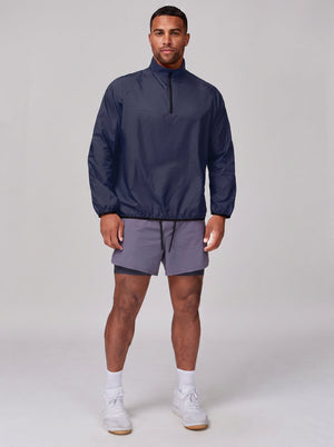 #Navy Lightweight Stand Collar Windbreaker