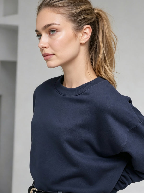 #Navy Oversized Crewneck Sweatshirt