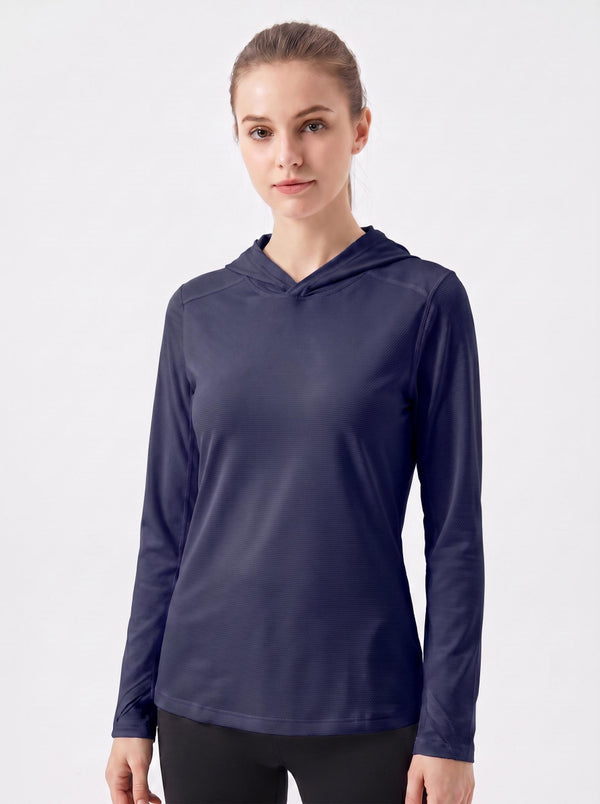 #Navy Women's UV Hooded Shirt
