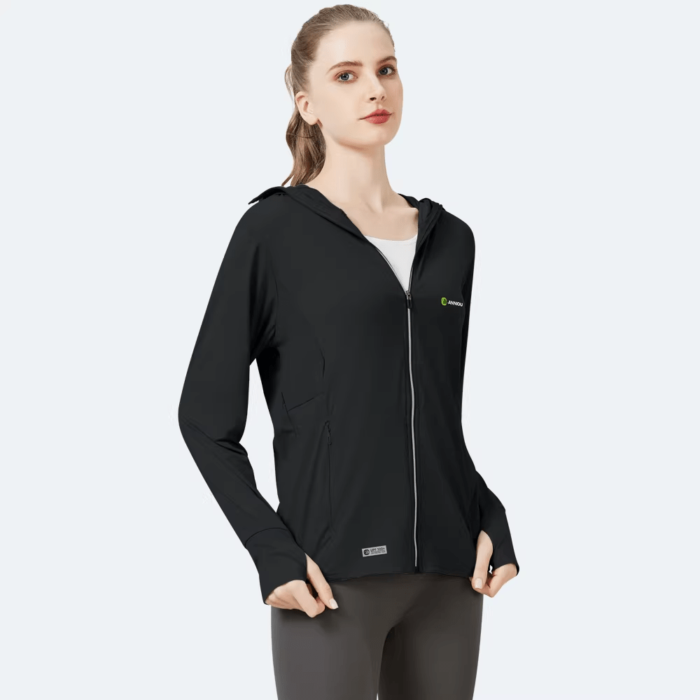 Raw Yarn Ice Silk Hooded Sun Protection Jacket for Women