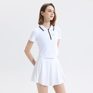 UPF 50+ Colorblock Polo Pickleball Skirt Set