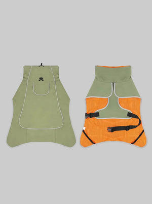 #olivegreen Waterproof Reflective Dog Vest front and back