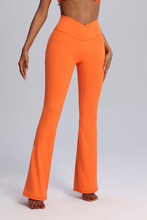 #Orange crossover high Waist Flared Yoga leggings