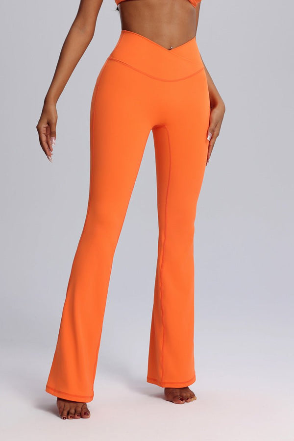 #Orange crossover high Waist Flared Yoga leggings