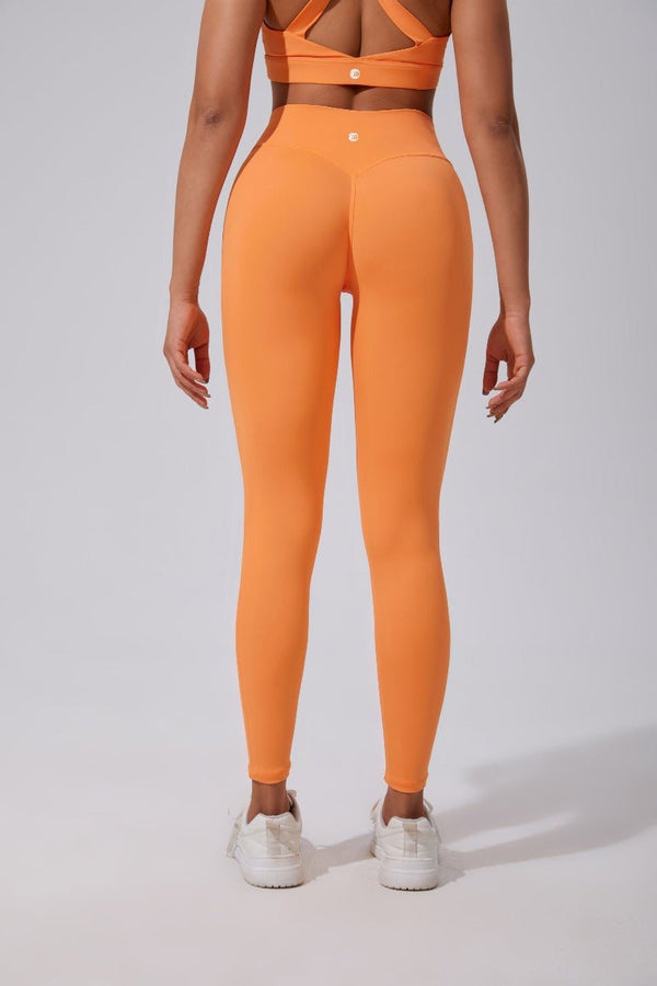#Orange High Waist gym leggings and sports bra