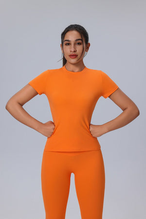 #Orange Yoga Short Sleeve Top and Leggings UPF 50+