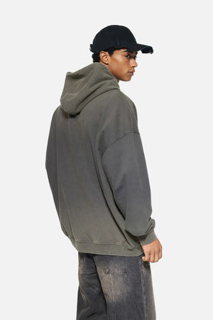 Oversized #DarkGrey Vintage Washed Gradient Hoodie
