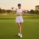 Pink Diamond-patterned Golf Skirt