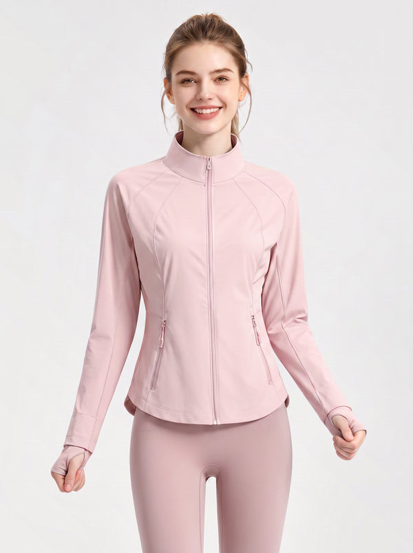 #Pink Fitted Stand Collar UPF50 Sun Jacket