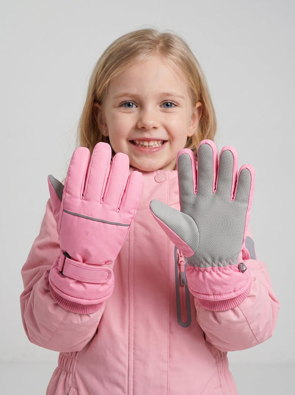 #Pink Kids Thermal Ski Gloves