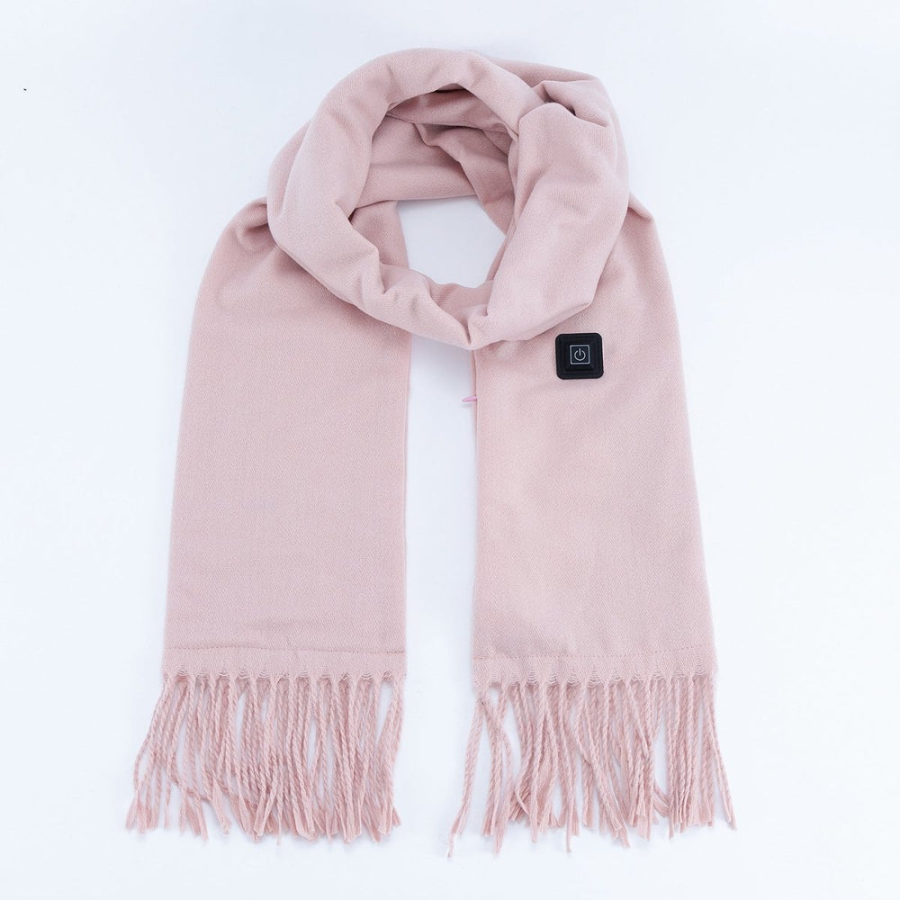 Pink Long Heated Scarve with Fringes