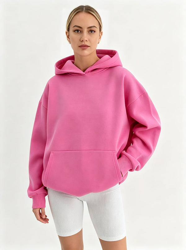 #Pink Oversized Pullover Hoodie