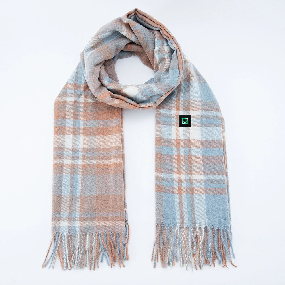 Pink Plaid Long Heated Scarve with Fringes