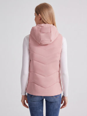 #Pink Rear of Women's Hooded Heated Gilet 