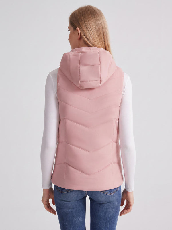 #Pink Rear of Women's Hooded Heated Gilet 