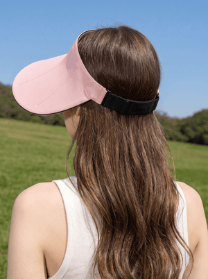#Pink Seamless Foldable Visor Sun Hat of back view